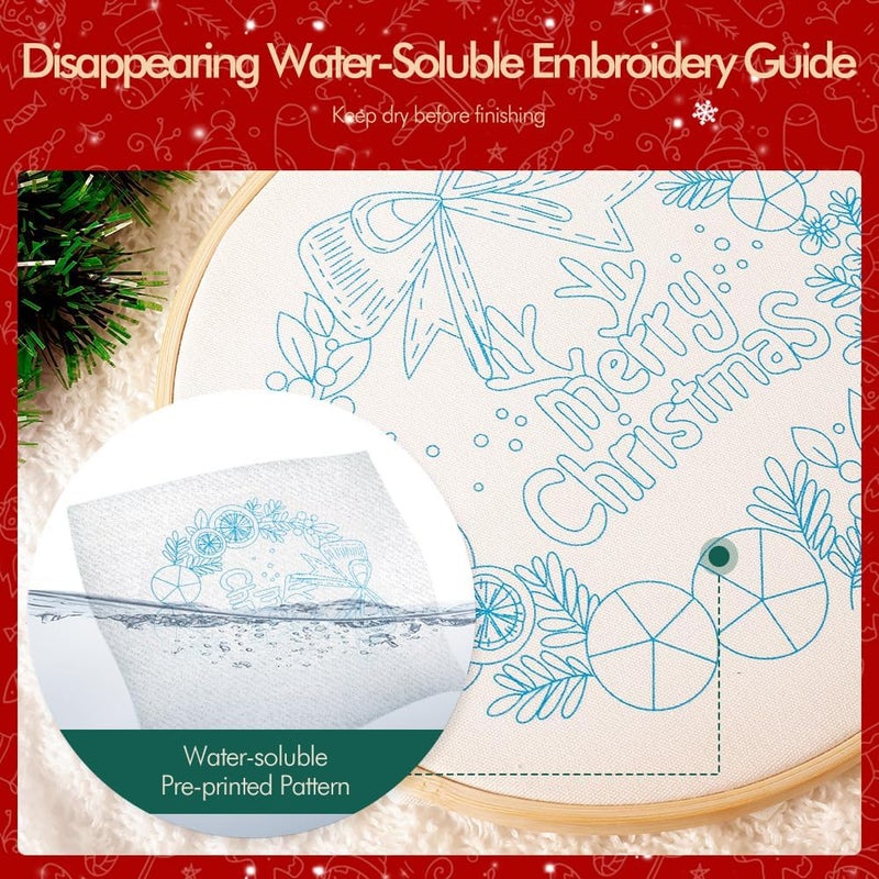 wtisan Christmas Embroidery Kits: 1 Pack Cross Stitch Kit for Beginners Adults, DIY Ornaments Craft Kit with All Tools & Instructions, Stamped Hand Embroidery Starter Kit for Holiday Crafts & Xmas Home Decor - Image 4
